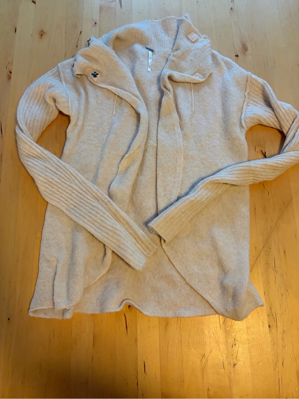 Free People Open-Front Cream Cardigan Sweater